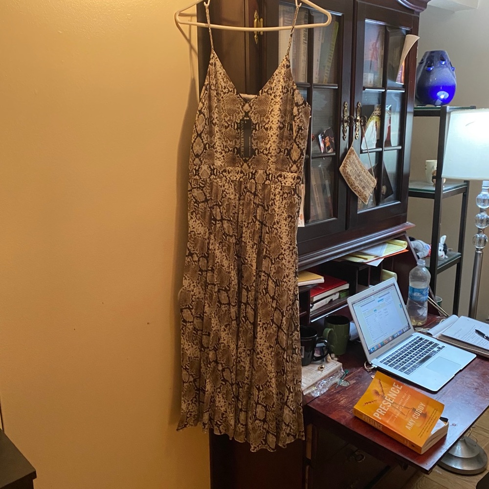 Banana Republic snakeskin print midi dress.